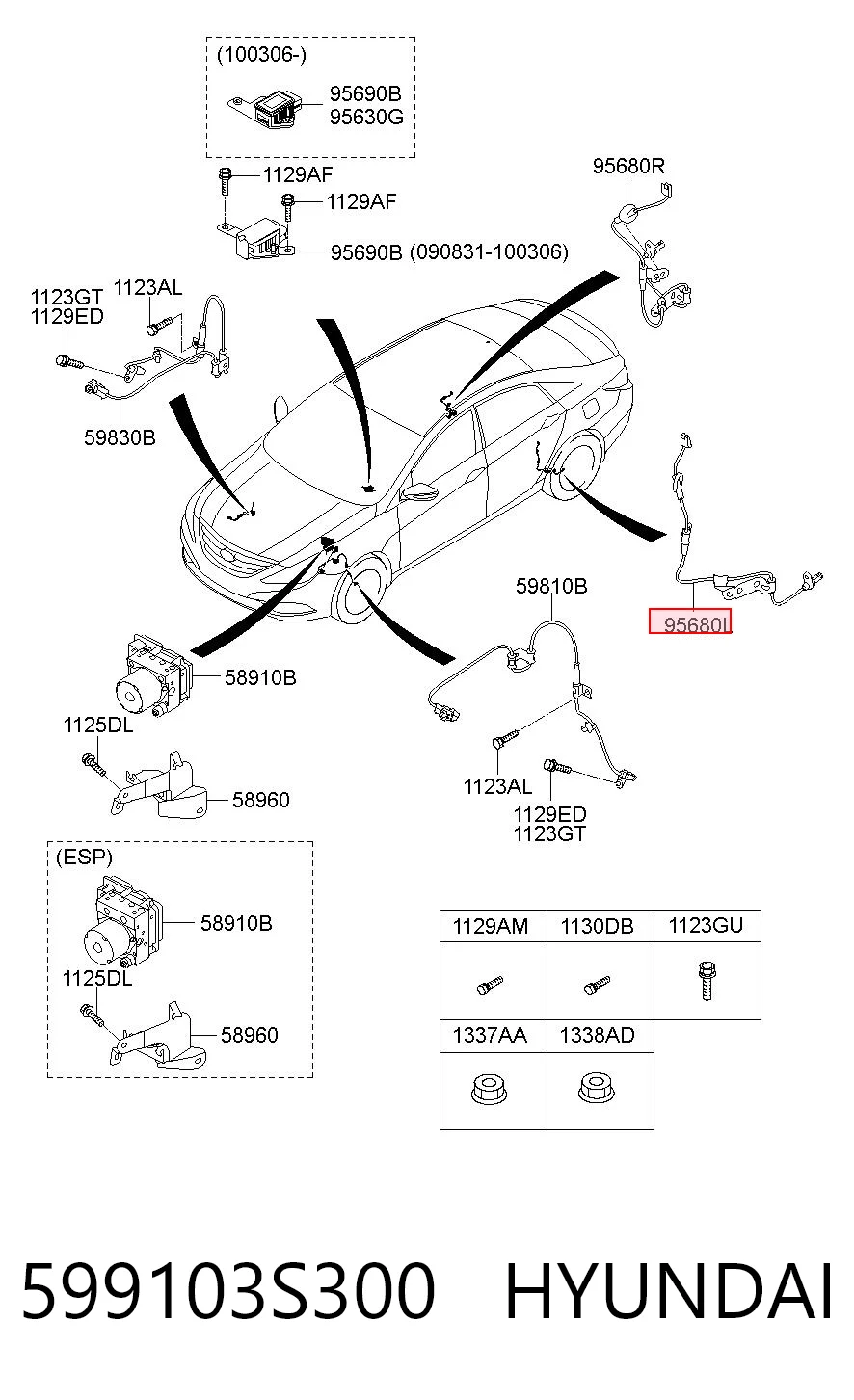 599103S300 Hyundai/Kia Датчик ABS задній лівий