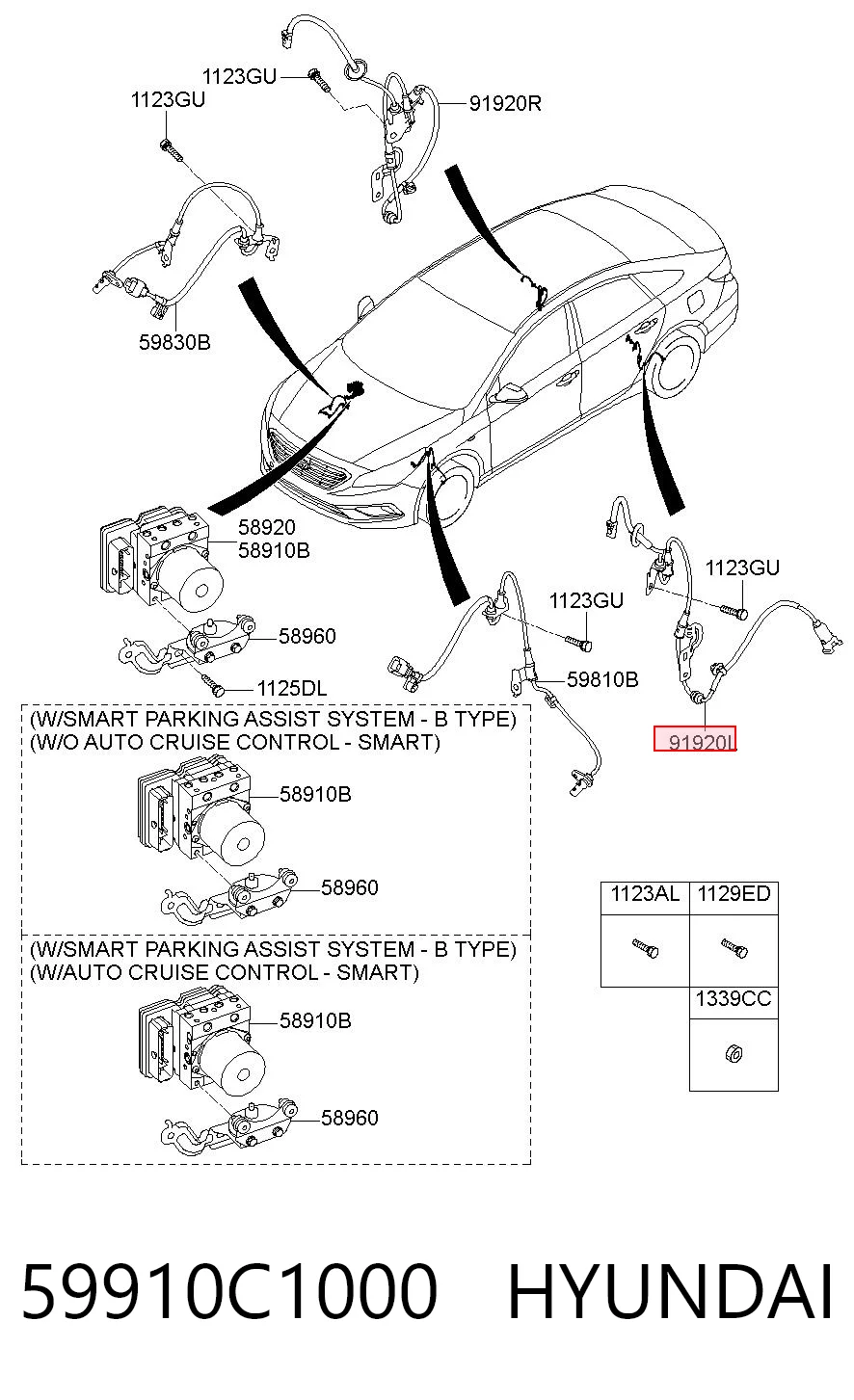 59910C1000 Hyundai/Kia Датчик ABS задній лівий