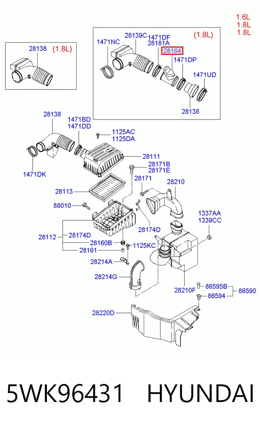 5WK96431 Hyundai/Kia Датчик витрати повітря