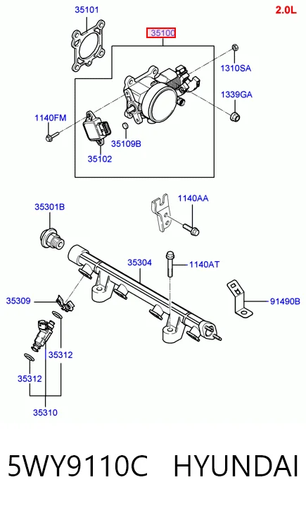 5WY9110C Hyundai/Kia Дросільна заслінка в зборі