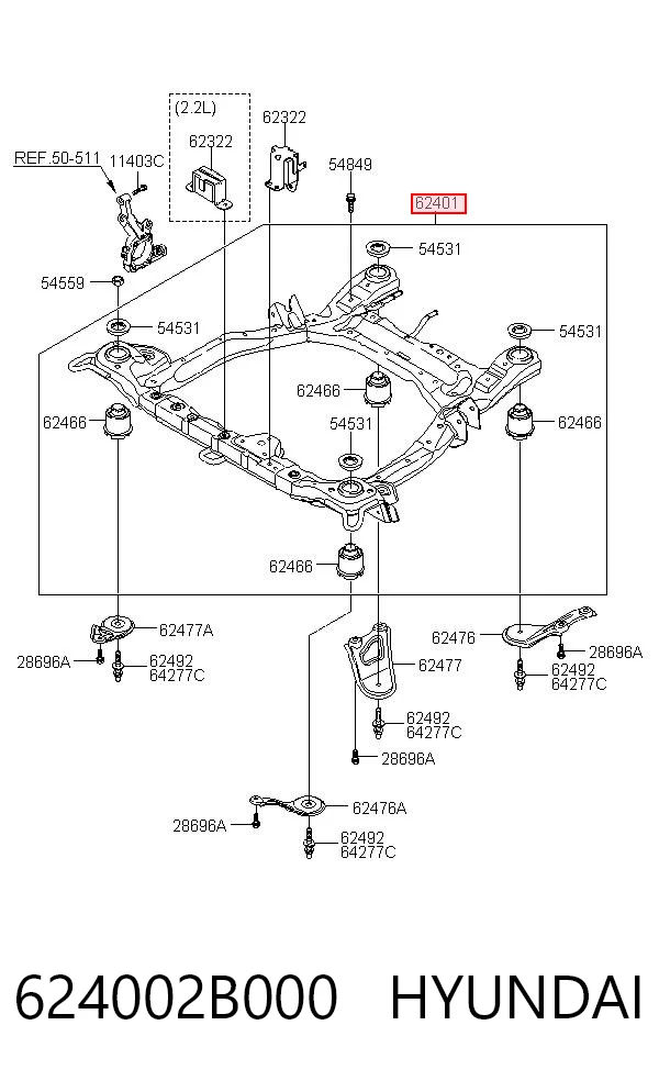 Передня балка на Hyundai Santa Fe II CM