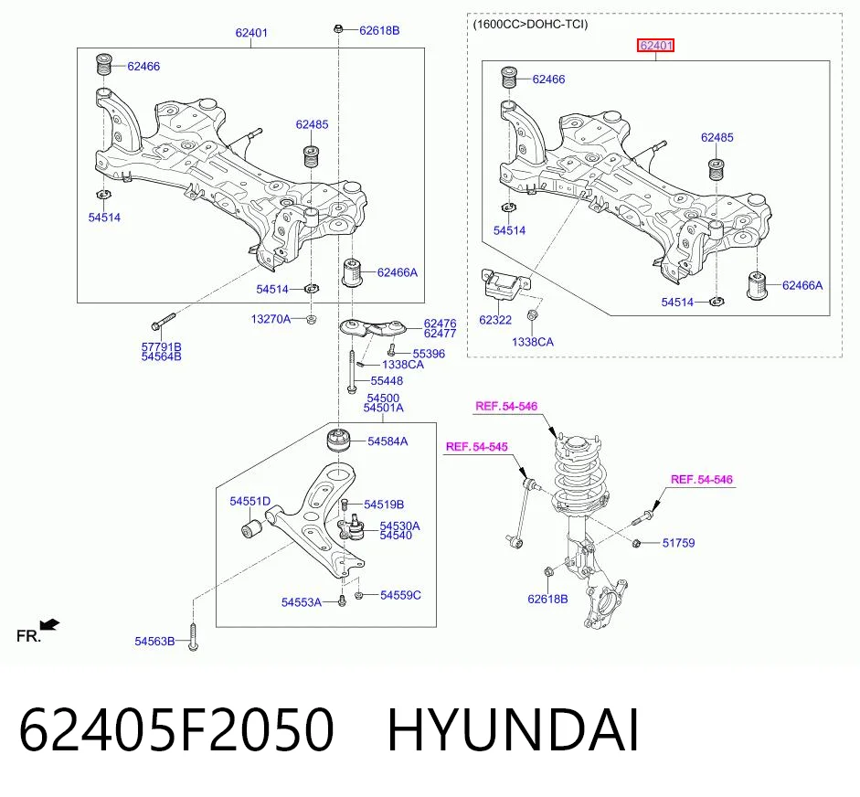 62405F2050 Hyundai/Kia Передня балка