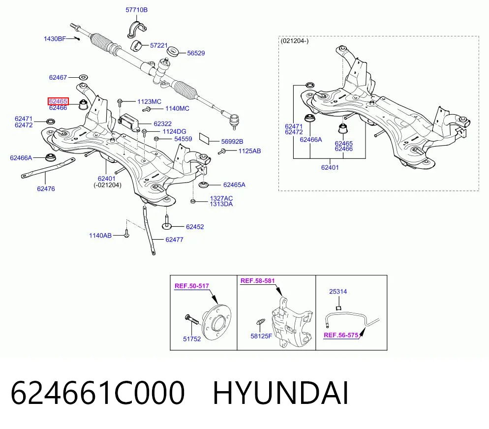 624661C000 Hyundai/Kia Подушка передньої балки
