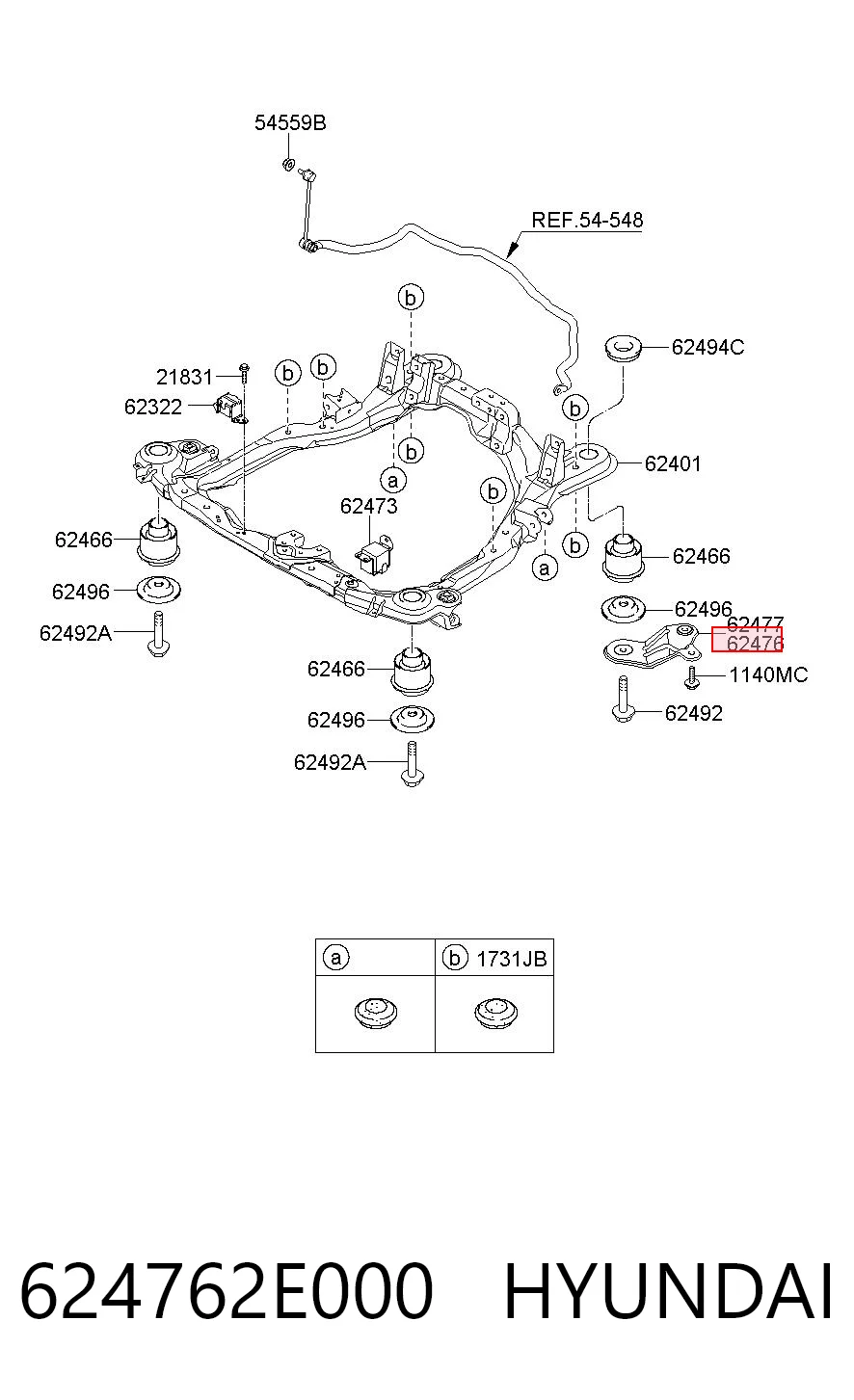 624762E000 Hyundai/Kia Кронштейн передньої балки