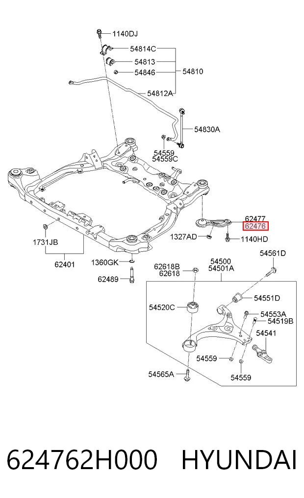624762H000 Hyundai/Kia Кронштейн передньої балки