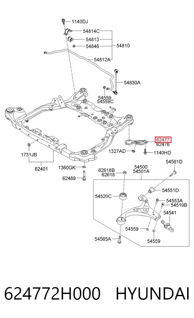 624772H000 Hyundai/Kia Кронштейн передньої балки