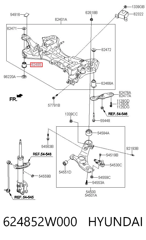 Купити 624852W000 Honda Сайлентблок передній балки/підрамника