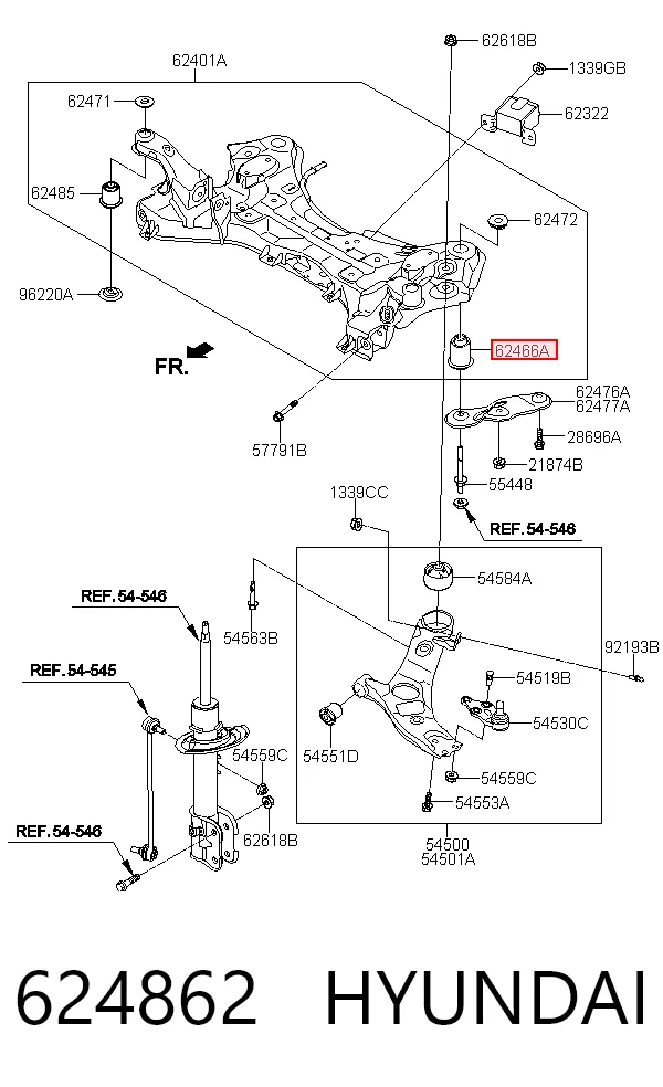 624862 Hyundai/Kia Подушка передньої балки
