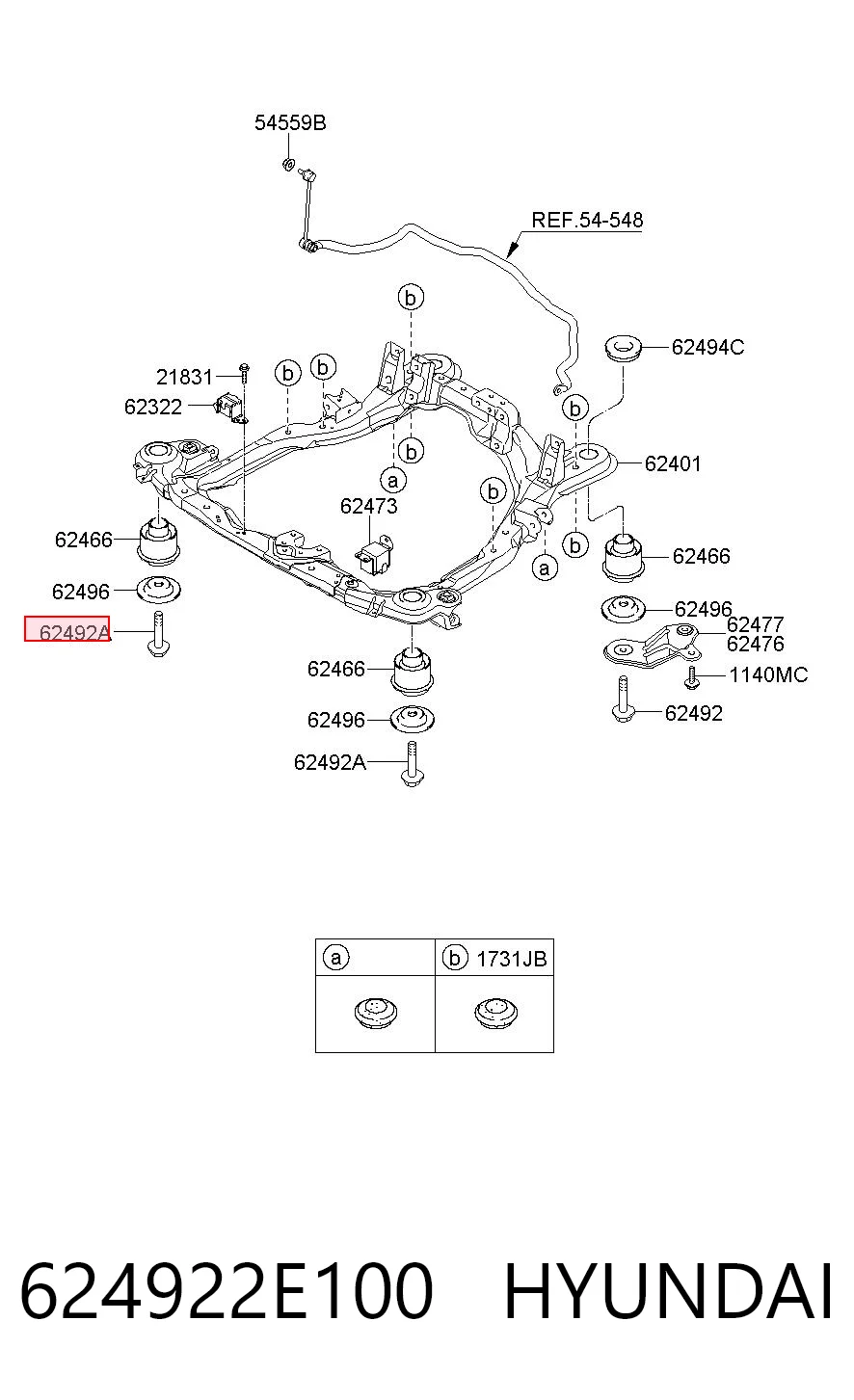 624922E100 Hyundai/Kia Болт переднього важеля, нижнього