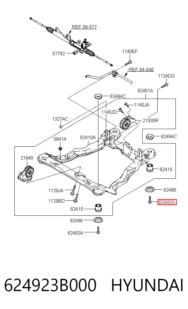 624923B000 Hyundai/Kia Болт переднього важеля, нижнього