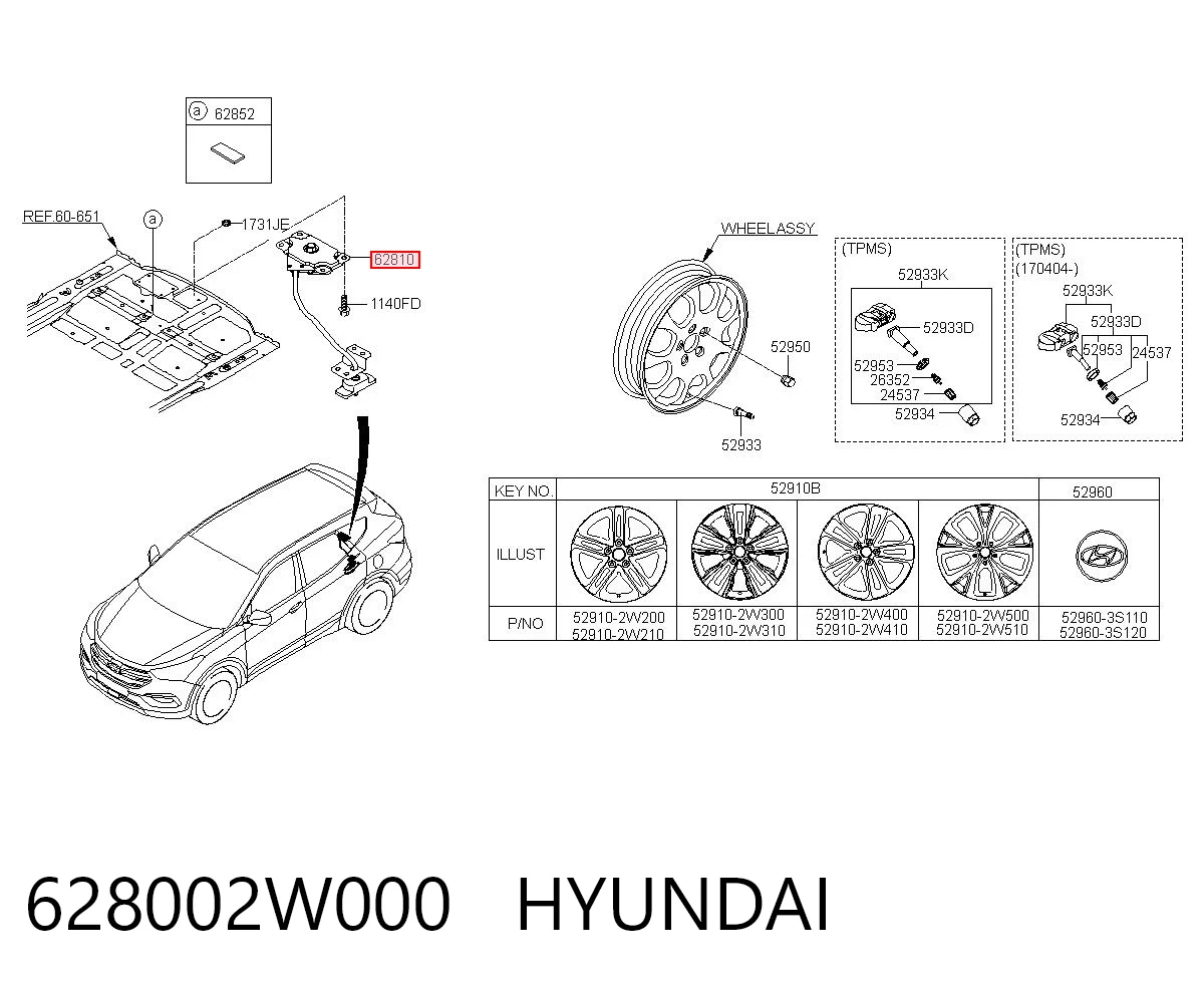 628002W000 Hyundai/Kia Кріплення запаски