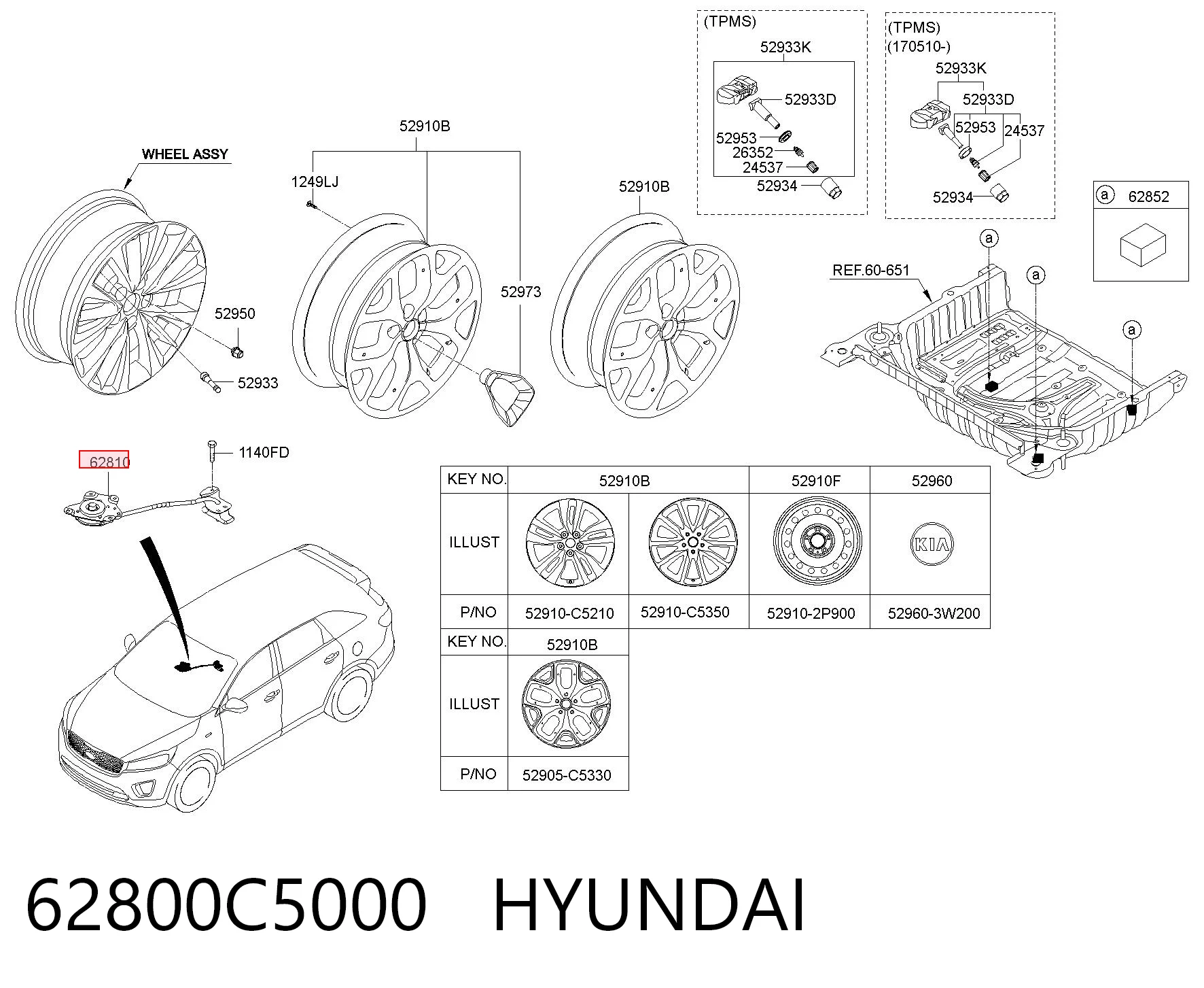 62800C5000 Hyundai/Kia Кріплення запаски