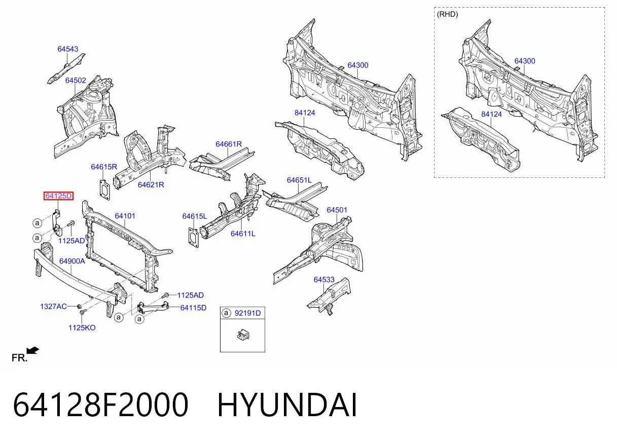 64128F2000 Hyundai/Kia Кронштейн-адаптер кріплення фари передньої, правої