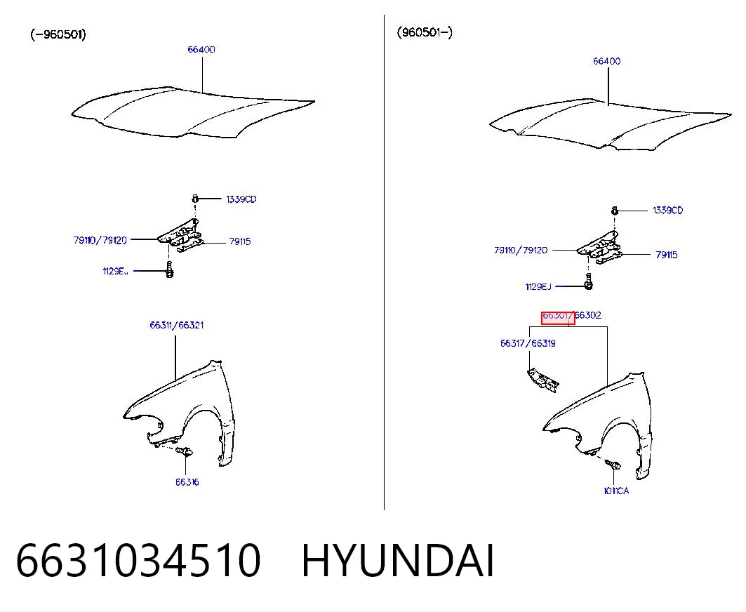 Переднє ліве крило на Hyundai Sonata III 