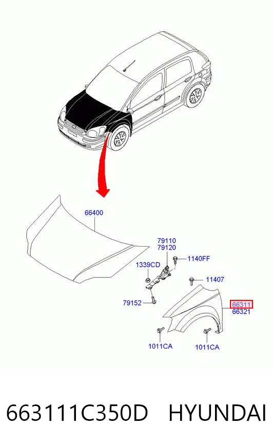 Ліве переднє крило Polcar 4042011 ціна, від 57.01 USD