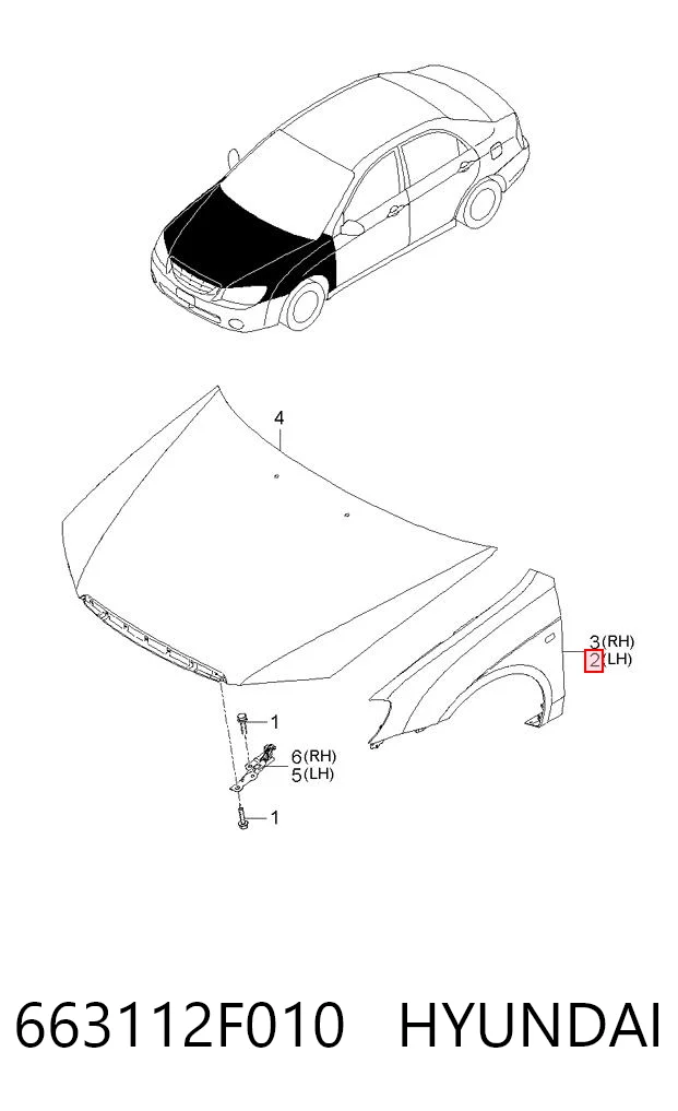 Крило переднє ліве KIA Spectra LD
