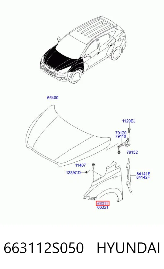 Переднє ліве крило на Hyundai Tucson II TM