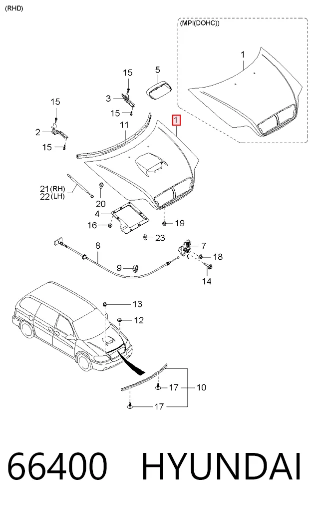 66400 Hyundai/Kia Капот