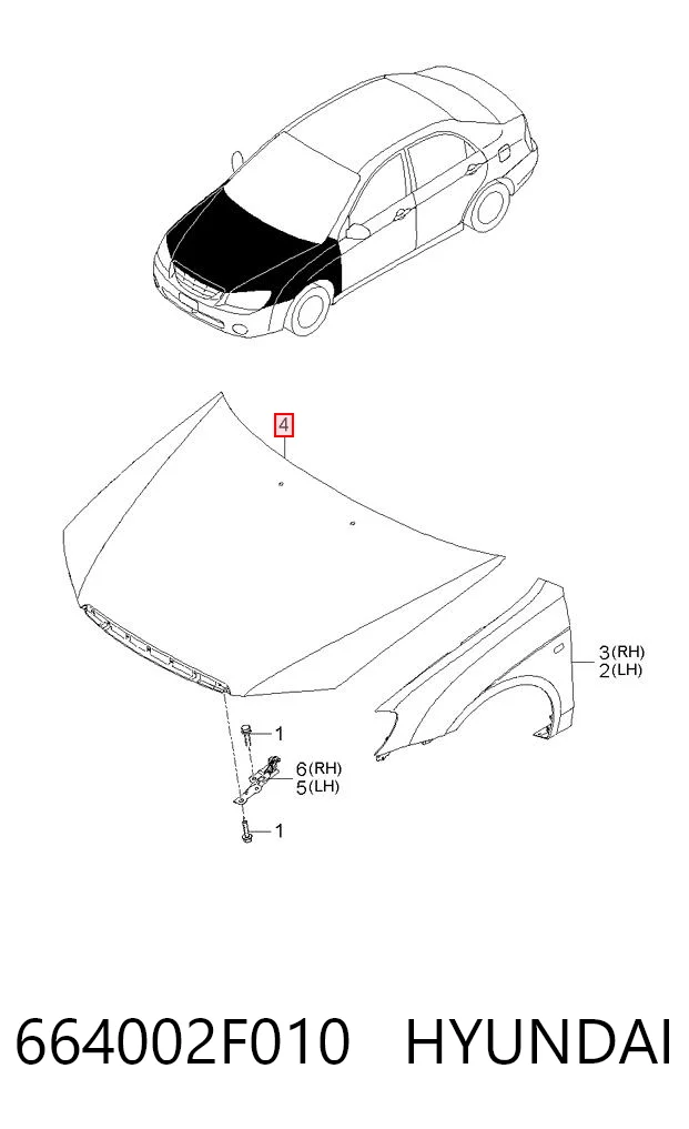 Капот на KIA Cerato I LD