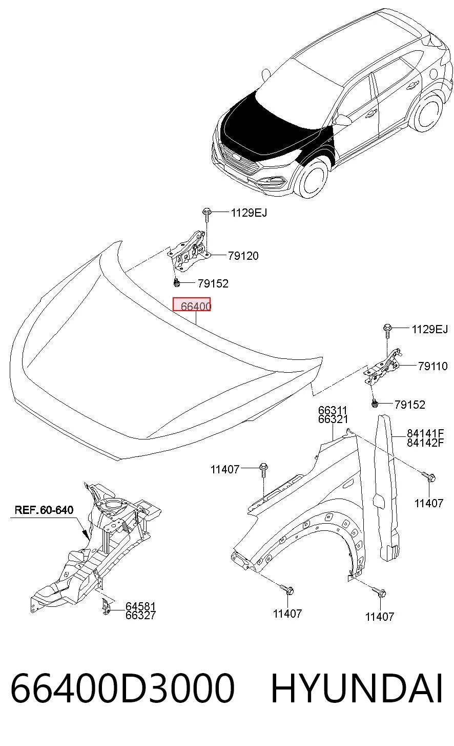 Капот на Hyundai Tucson III TL