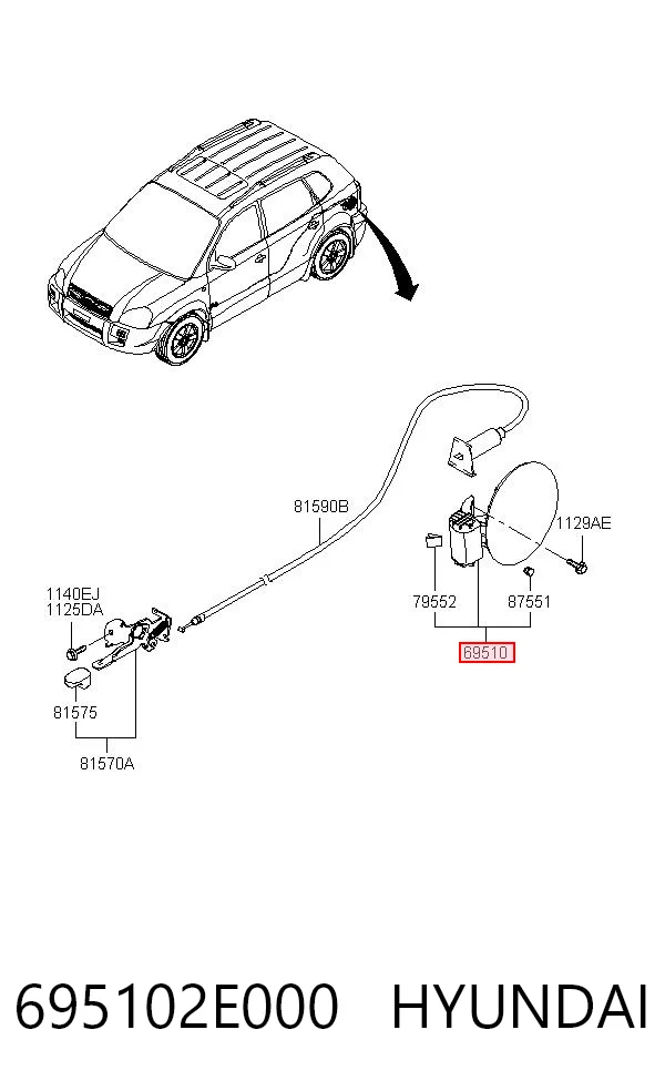 695102E000 Hyundai/Kia Дверцята бензобака