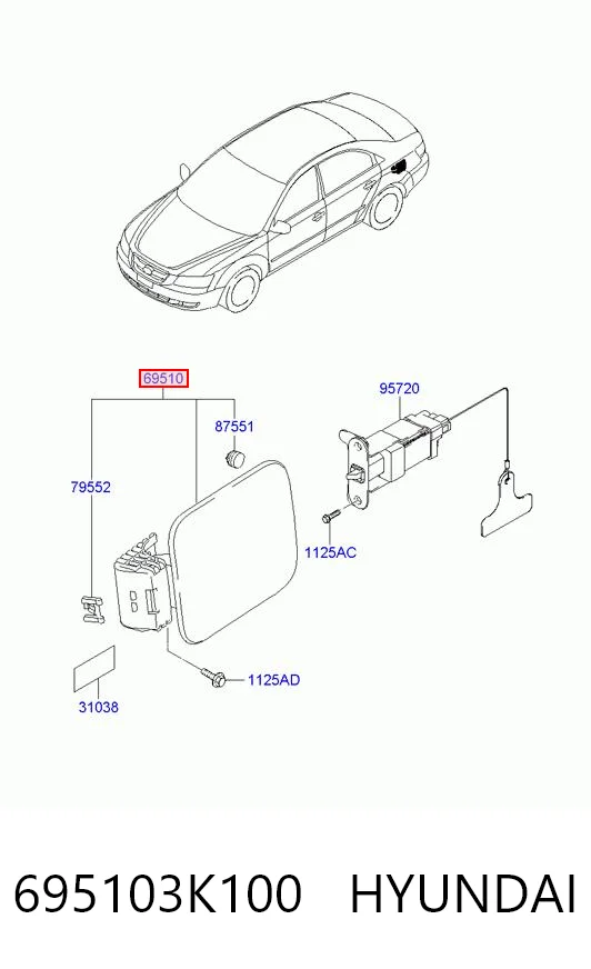695103K100 Hyundai/Kia Дверцята бензобака