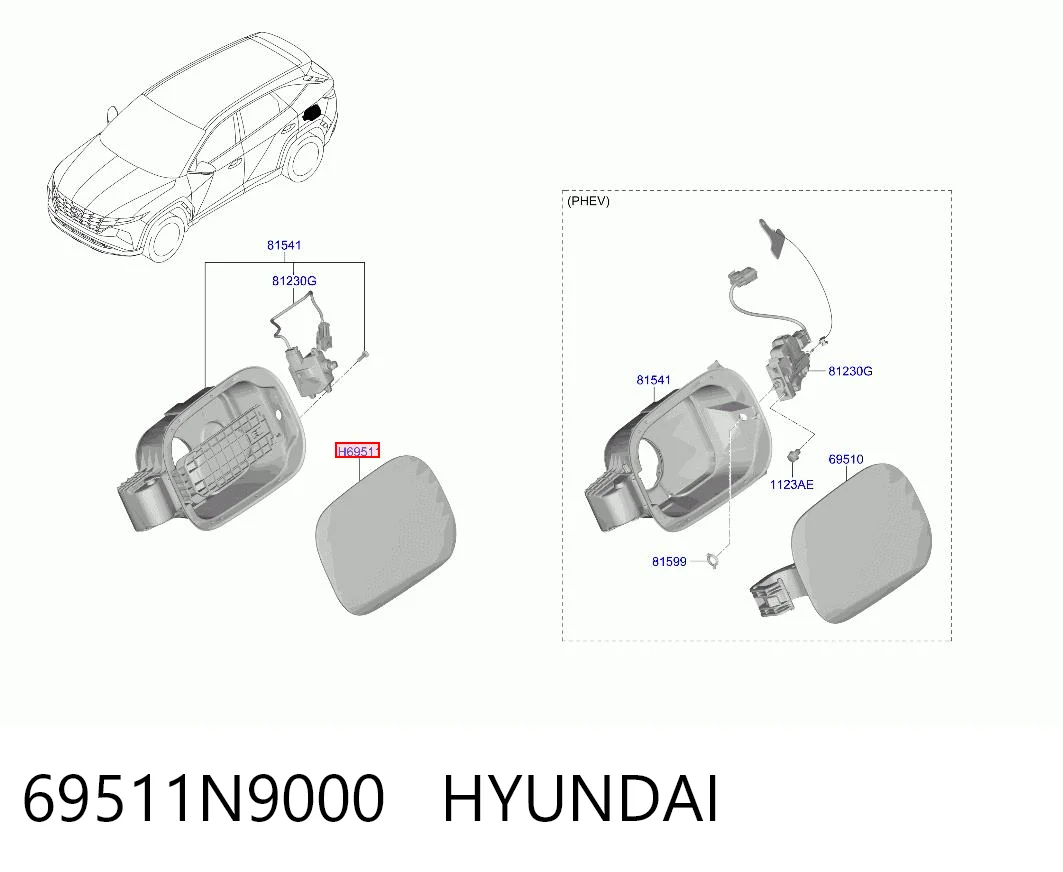 69511N9000 Hyundai/Kia Дверцята бензобака