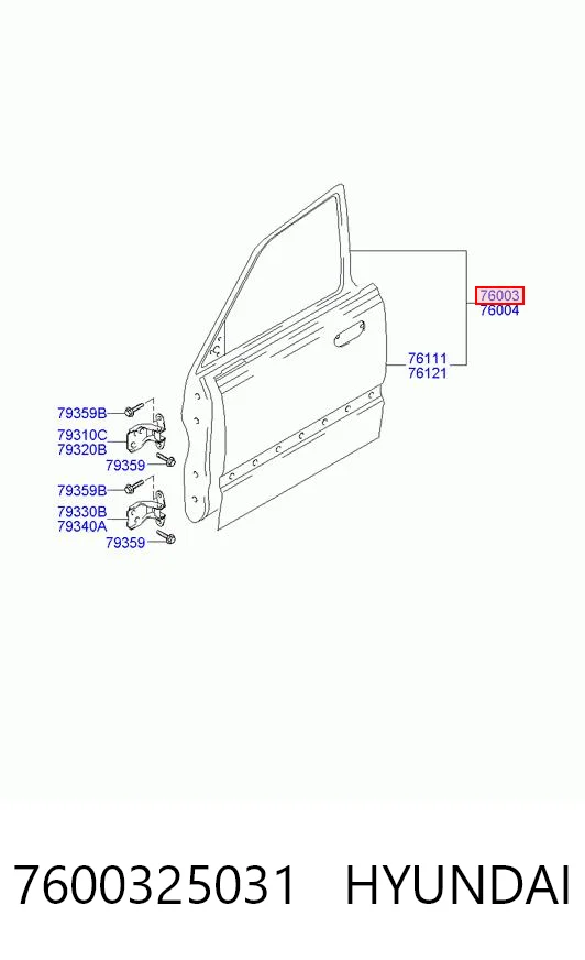Дверь передня ліва на Hyundai Accent II LC