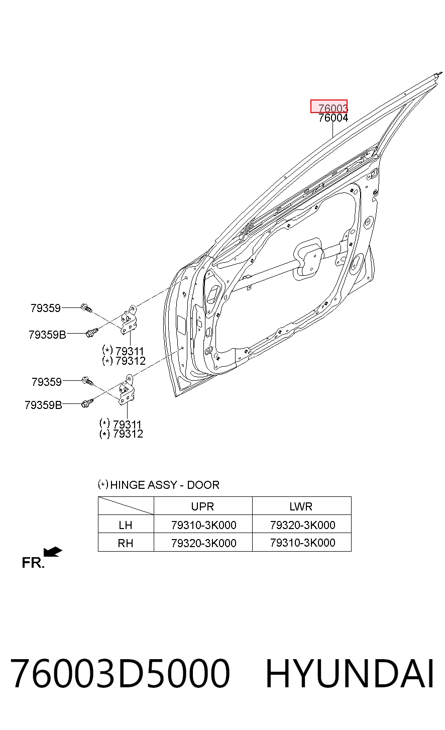 76003D5000 Hyundai/Kia Дверь передня ліва