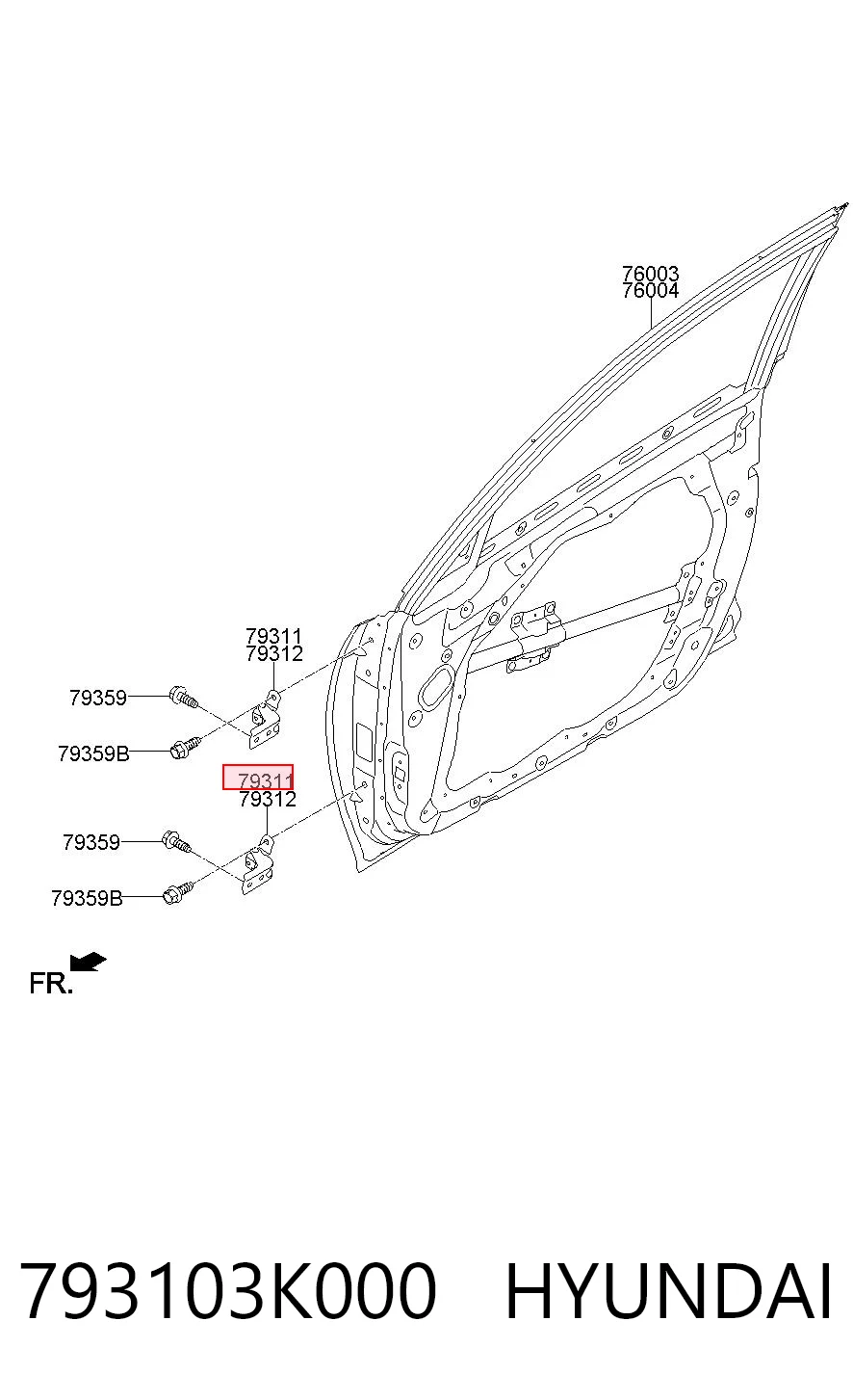793103K000 Hyundai/Kia Петля задніх дверей, лівих