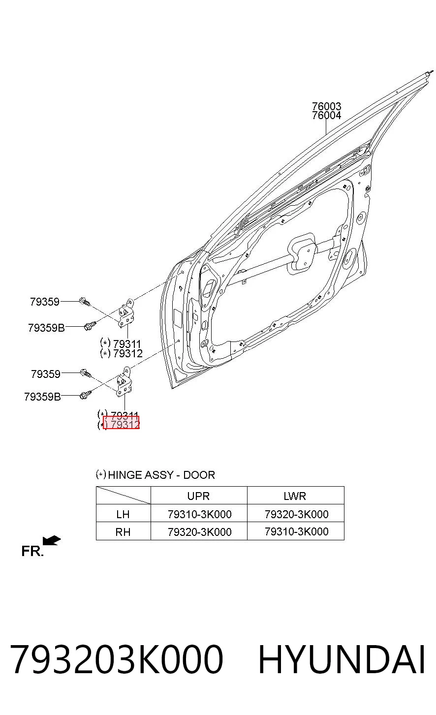 793203K000 Hyundai/Kia Петля заднтої двері, правої
