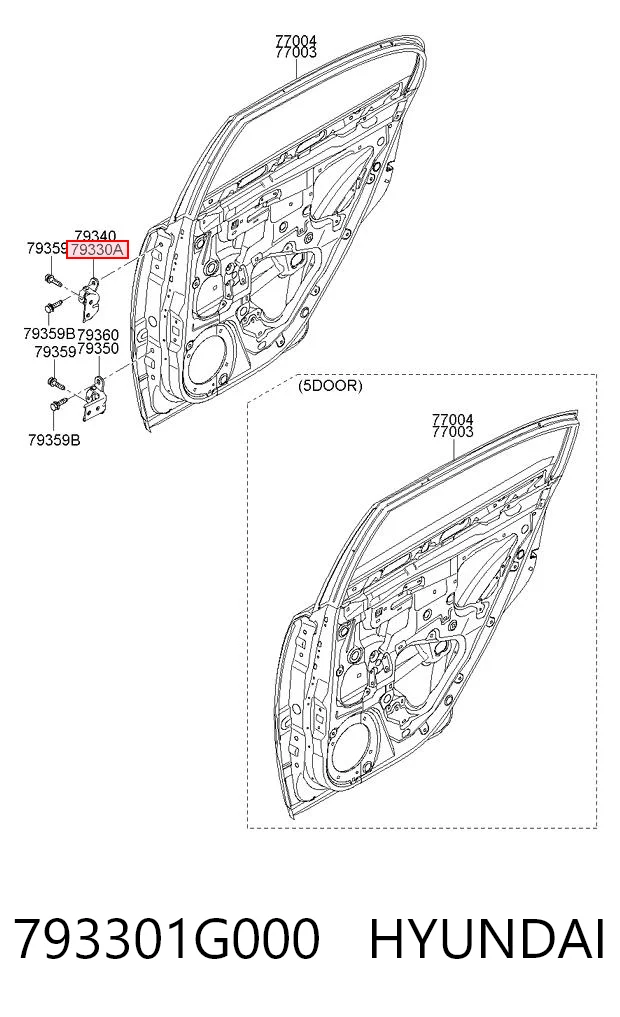 793301G000 Hyundai/Kia Петля задніх лівих дверей