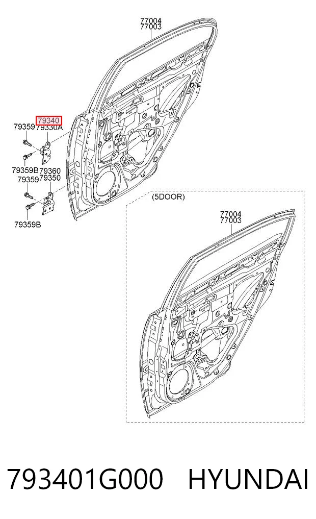 793401G000 Hyundai/Kia Петля заднтої двері, правої