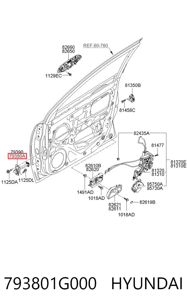 793801G000 Hyundai/Kia Обмежувач відкриття дверей, передній лівий
