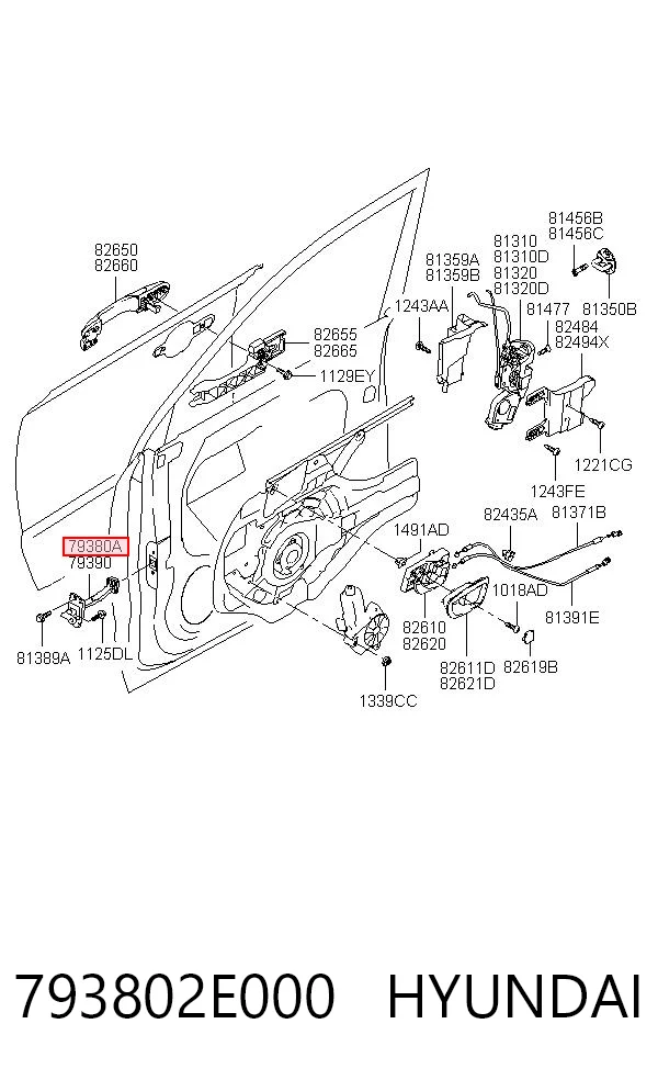 793802E000 Hyundai/Kia Обмежувач відкриття дверей, передній лівий