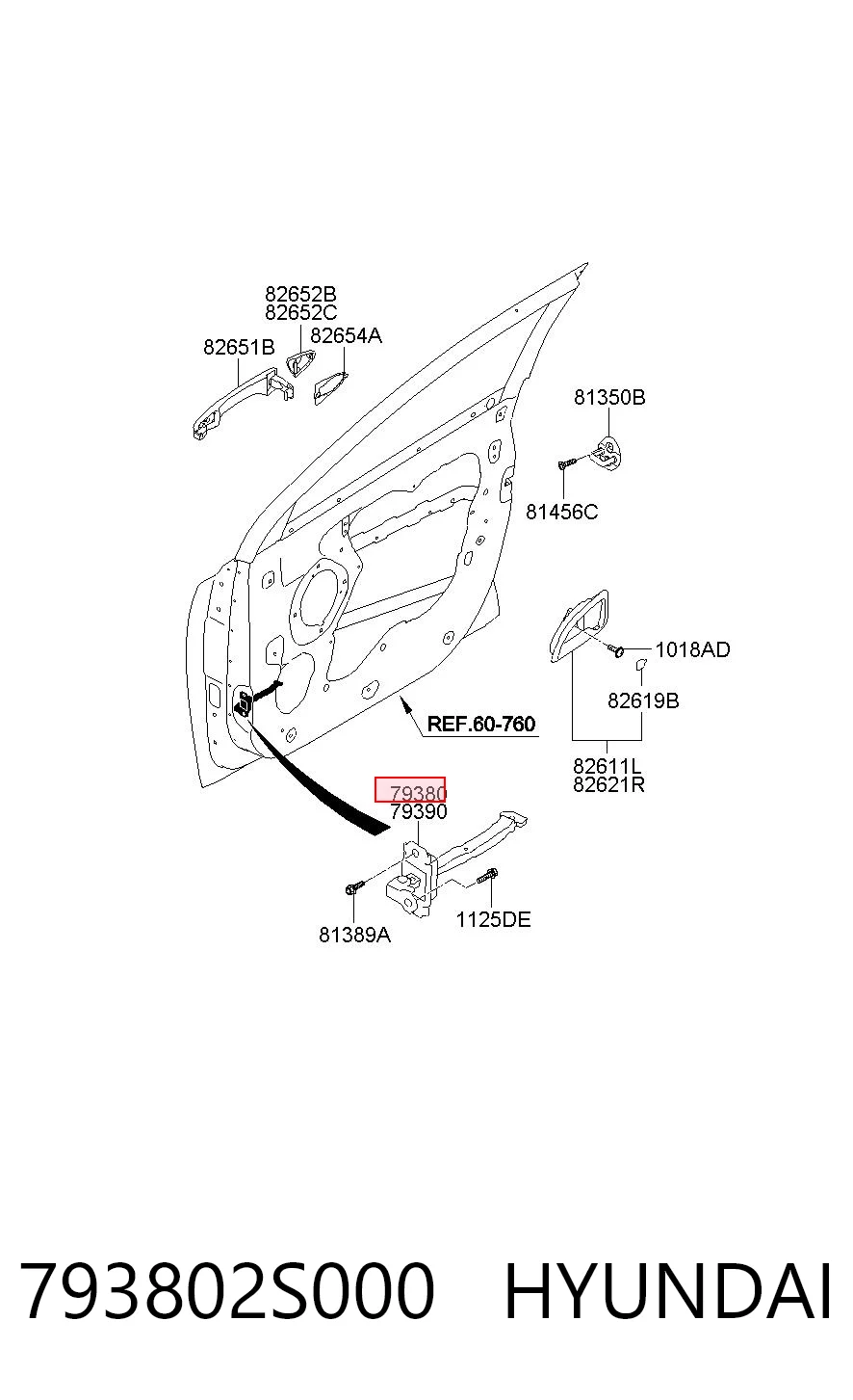 793802S000 Hyundai/Kia Обмежувач відкриття дверей, передній лівий