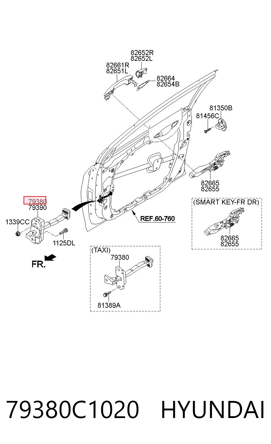 79380C1020 Hyundai/Kia Обмежувач відкриття дверей, передній лівий