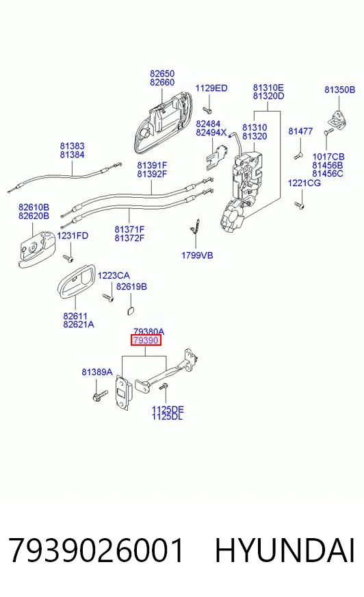 7939026001 Hyundai/Kia Обмежувач відкриття дверей, передній правий
