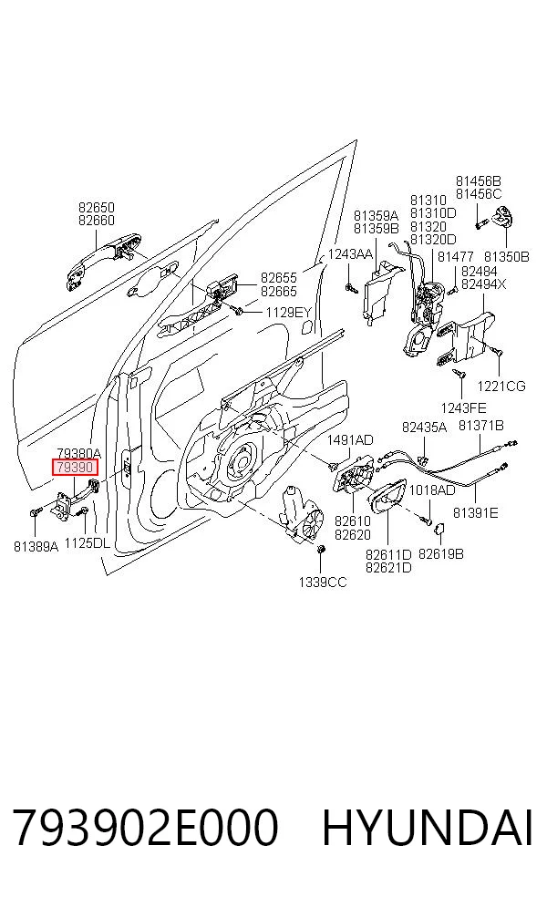 793902E000 Hyundai/Kia Обмежувач відкриття дверей, передній правий