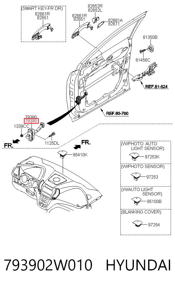 793902W010 Hyundai/Kia Обмежувач відкриття дверей, передній правий