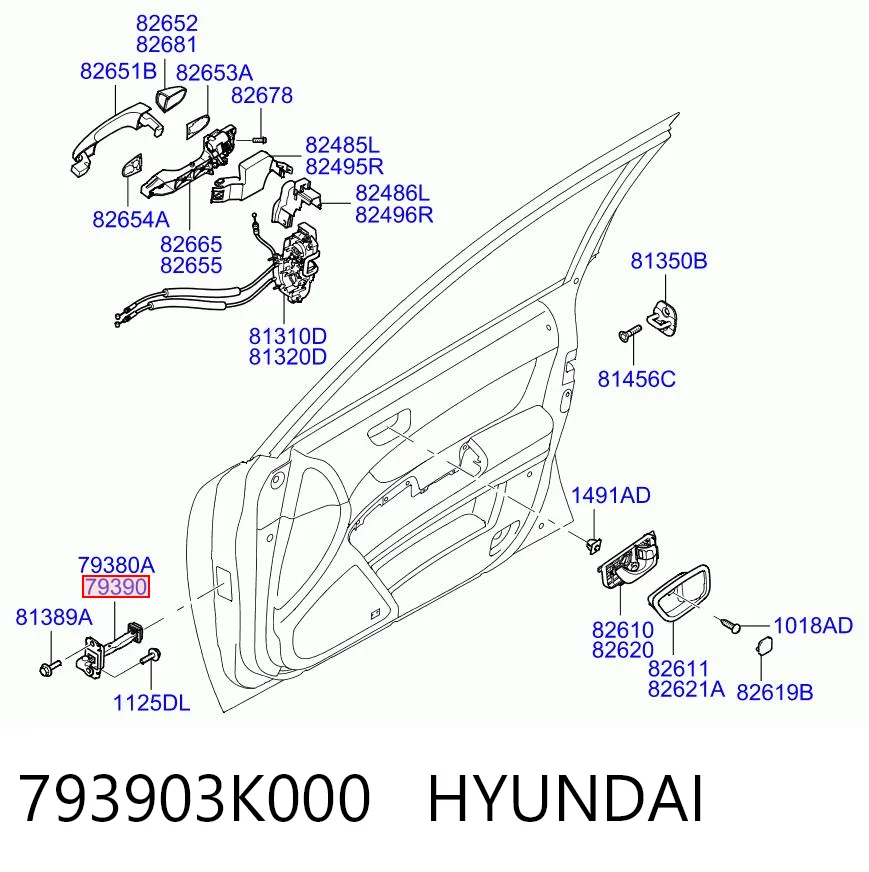 793903K000 Hyundai/Kia Обмежувач відкриття дверей, передній правий
