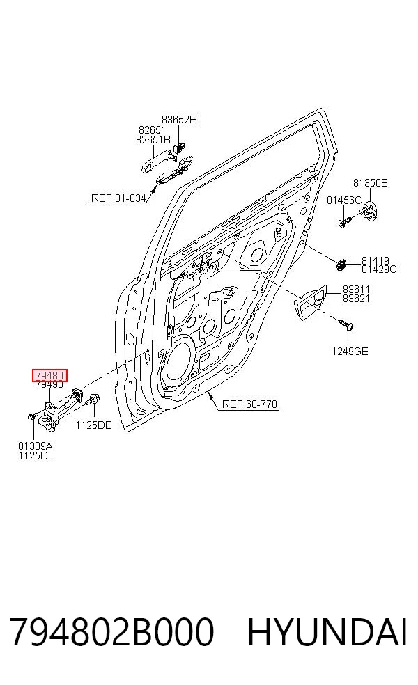794802B000 Hyundai/Kia Обмежувач відкриття дверей, задній лівий