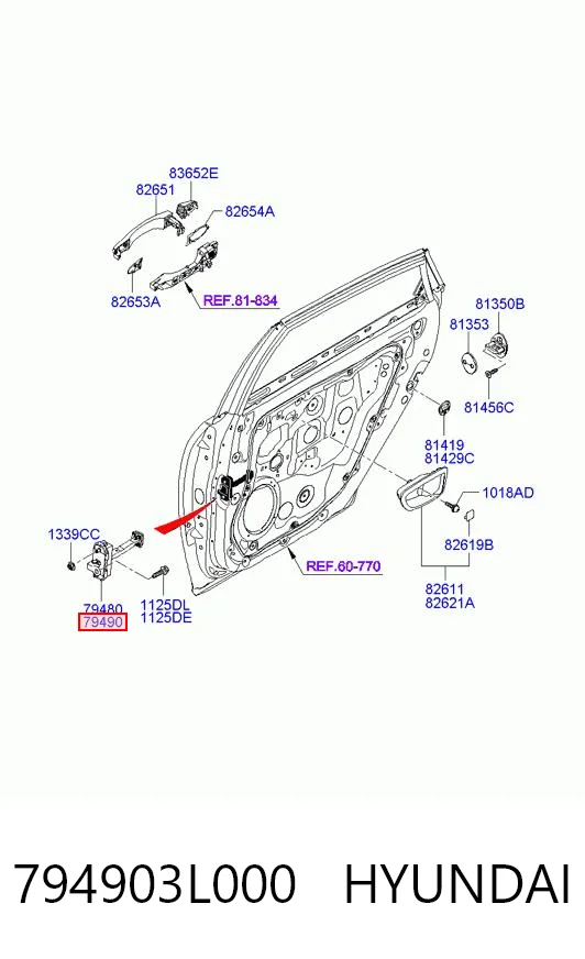 794903L000 Hyundai/Kia Обмежувач відкриття дверей, задній правий