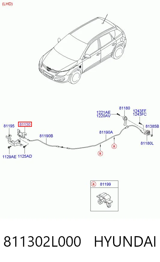 811302L000 Hyundai/Kia Запор капота (замок і привід замка капота)