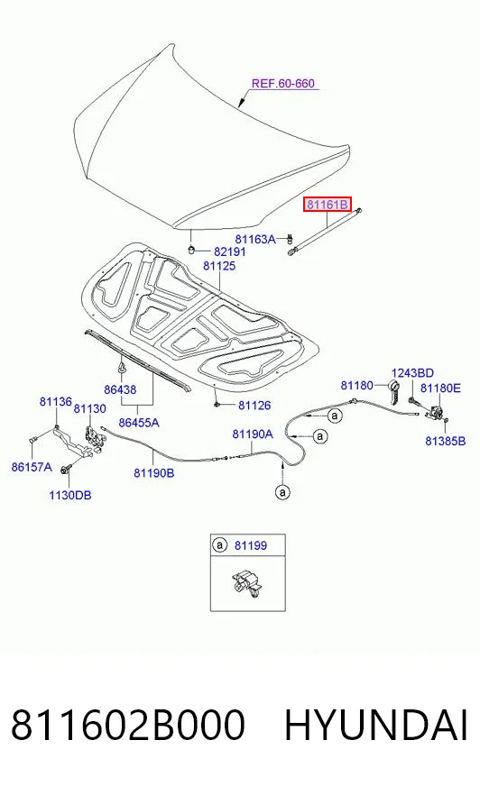 811602B000 Hyundai/Kia Стійка капота