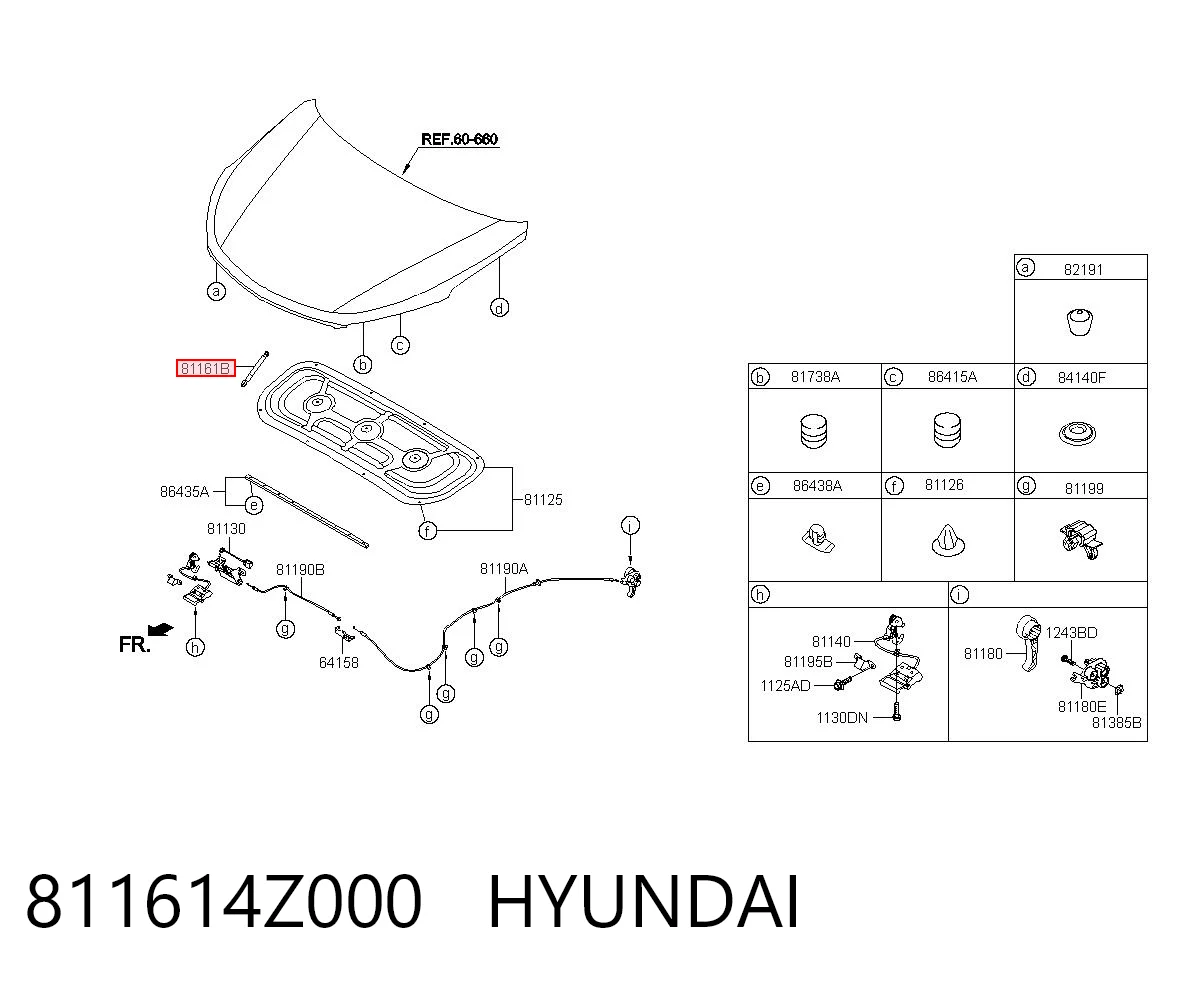 811614Z000 Hyundai/Kia Стійка капота