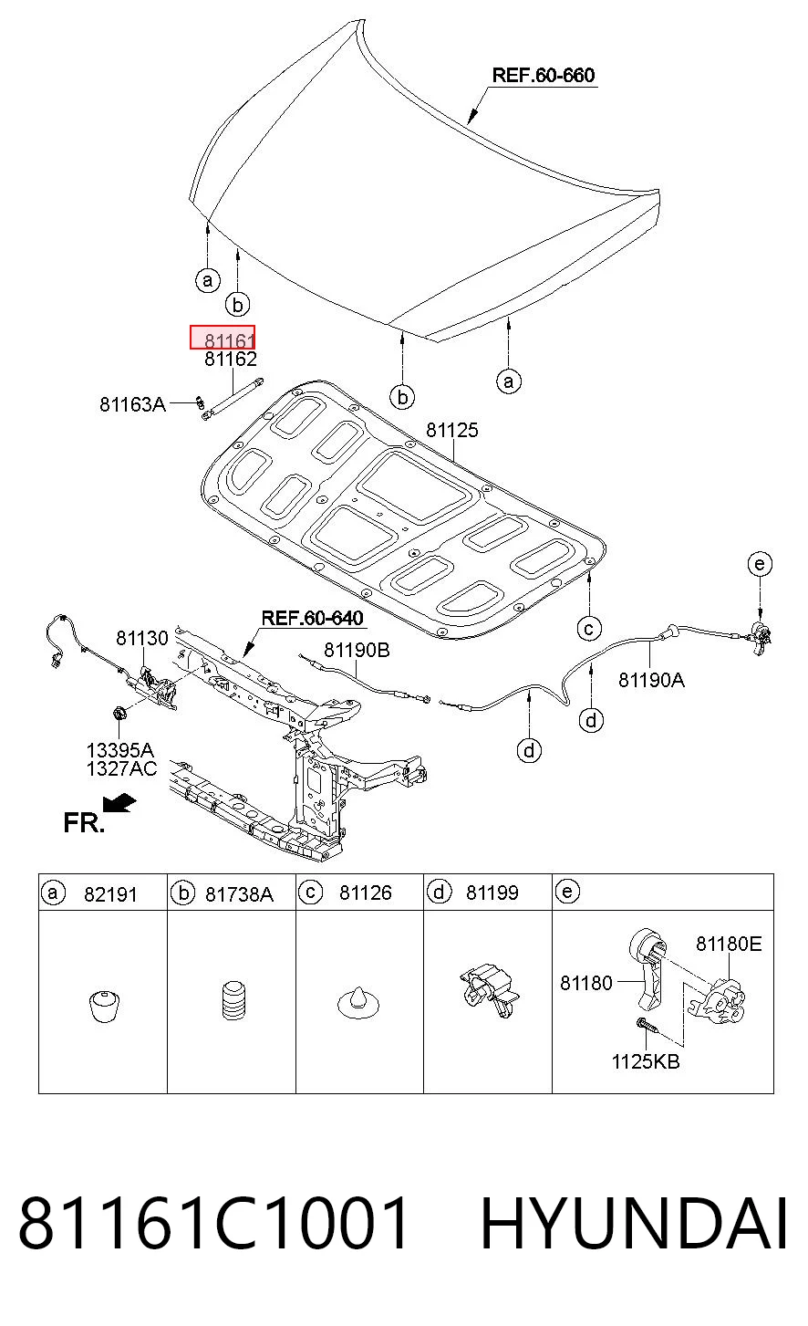 81161C1001 Hyundai/Kia Опора капота ліва