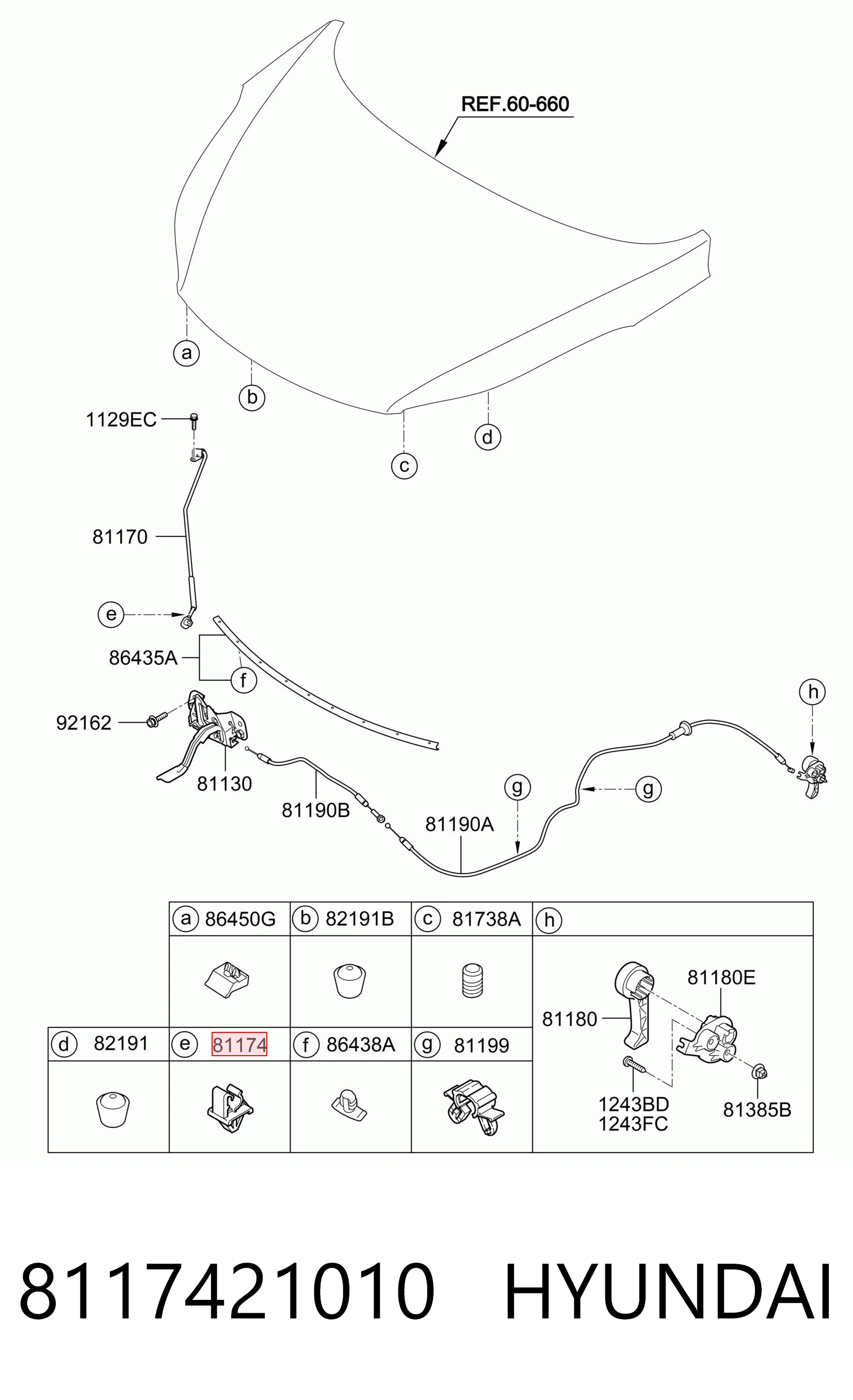 8117421010 Hyundai/Kia Фіксатор підпори капота