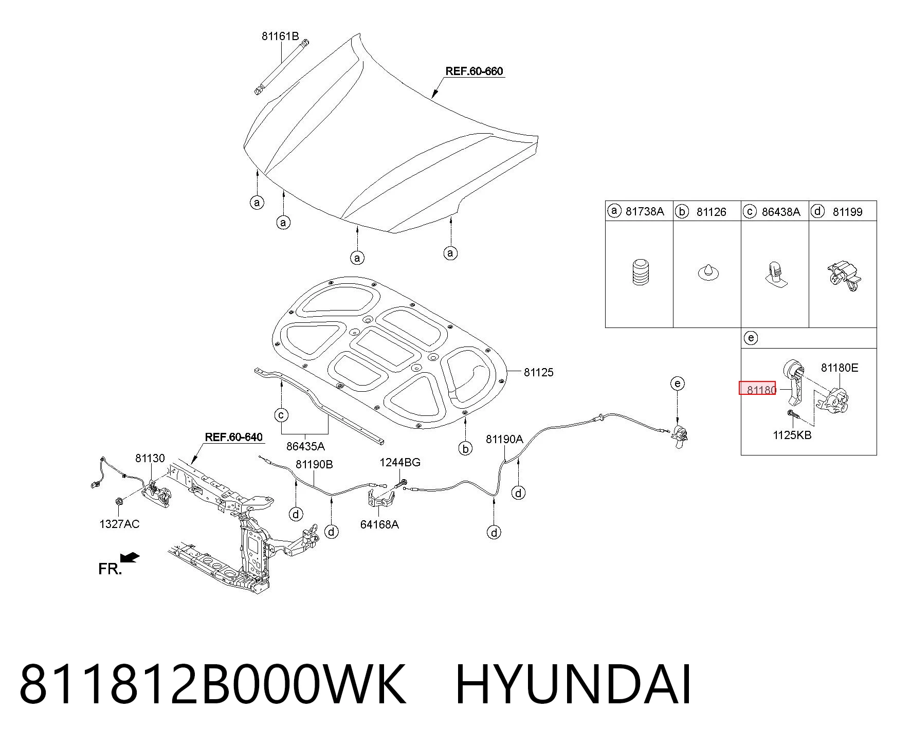 811812B000WK Hyundai/Kia Ручка відкривання капота