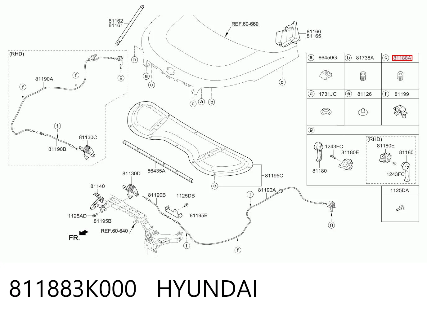 811883K000 Hyundai/Kia Буфер капота гумовий